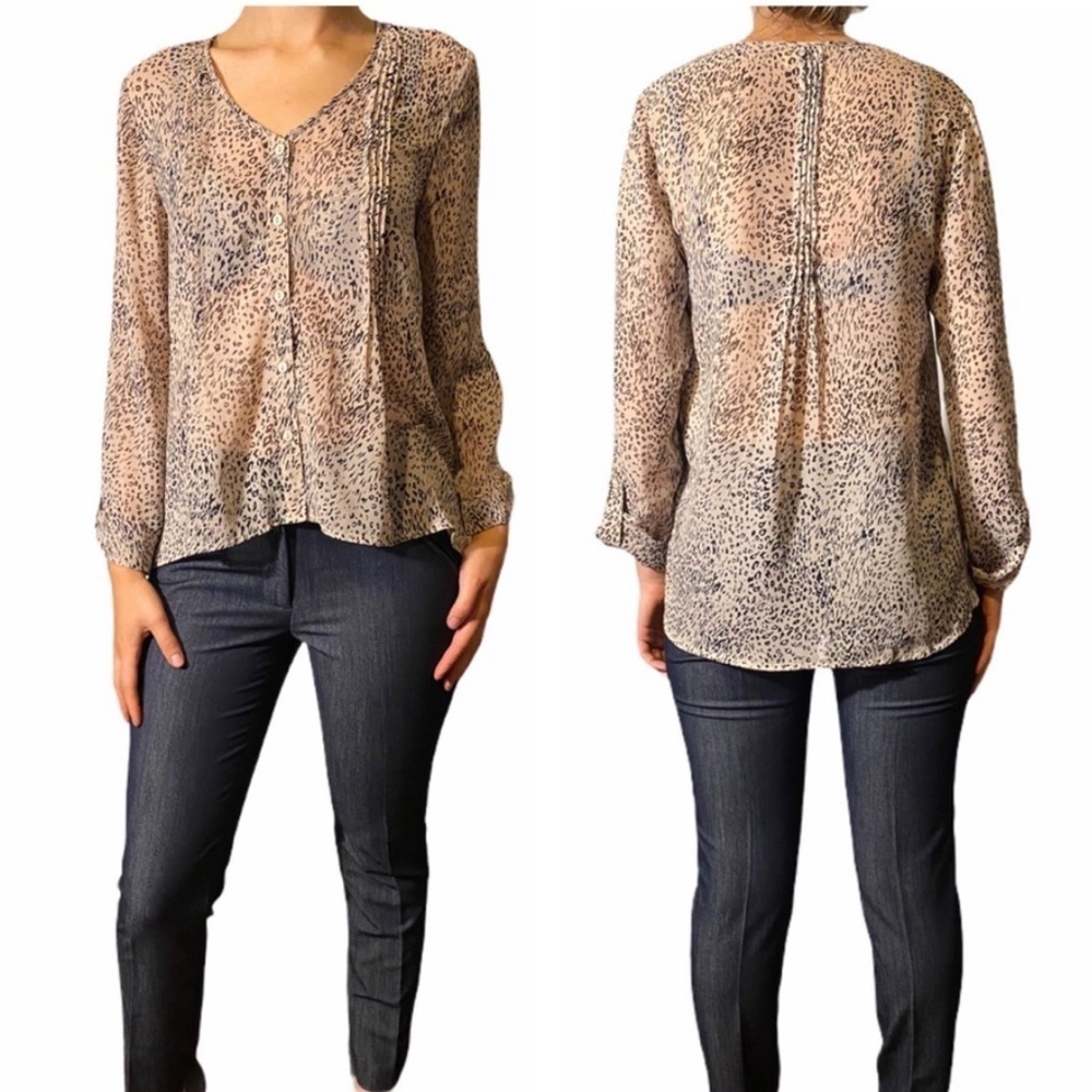 Urban Outfitters Pins and Needles Animal Print Sheer Blouse. Size M